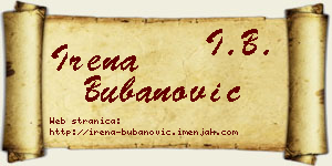 Irena Bubanović vizit kartica